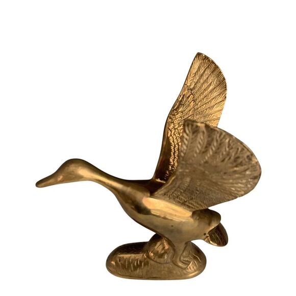 Vintage Solid Brass Taking Off Flying Duck Wings Up 14.75'' Tall - Picture 9 of 16